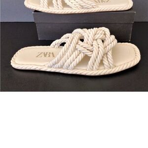 Zara Cream Rope Sandals NEW WITH TAGS AND BAG